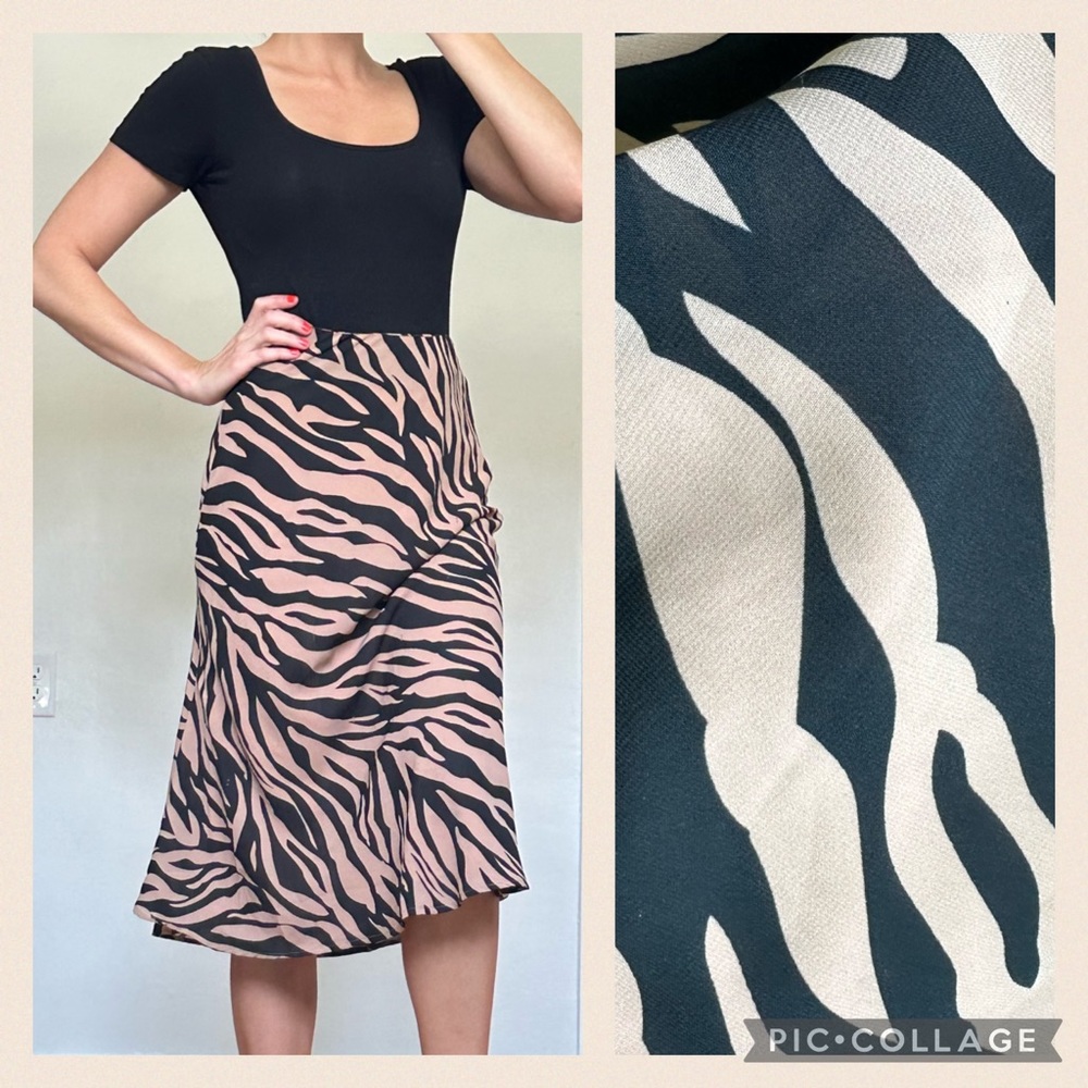 NWT Fun & Flirt Zebra Stripe Midi Skirt